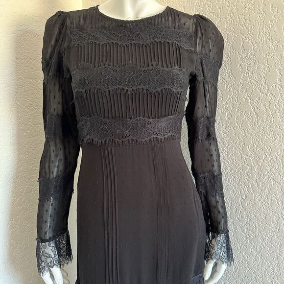 CLEOBELLA Dress Black Haven Lace & Swiss Dot Midi Dress Size XS • FLAWED - Picture 6 of 16